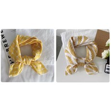 印花頭巾/髮帶 兩款可選, 黃色, 2個