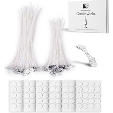 캔들 만들기 심지 윅 90개 4인치 6인치 8인치 홀더 2개와 탭 스티커 블랙 스모크가 없는 오래 지속되는 프리 왁스 코튼 실을 DIY 공예에 사용할 수 있습니다, 90