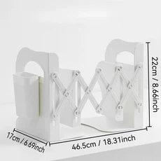 학교 복귀용 데스크탑 책꽂이 조절 가능한 텔레스코픽 북엔드 책 정리대 학생용 보관 랙, 02 L White