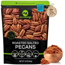 NUT CRAVINGS - Candied Pecans Honey Glazed Praline No Shell (16oz - 1 LB) Packed Fresh in Reseala, 1파운드(1팩), 피칸 구운 소금, 1개