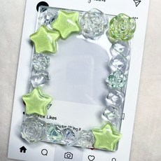 桃園出貨-卡磚成品 貝殻uv滴膠樹脂星星透明ins可愛冰塊百搭立體愛心小卡收納 小卡卡磚 ins小卡 壓剋力相框, 1個, 星星花園綠色, 綠色