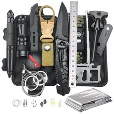 생존키트 재난 비상용 다기능 밀리터리 가방, 1개, 표준 세트 12종