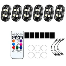 쿠쿠스토어 무선 원격 제어 LED 스트로브 라이트 자동차 장식 분위기 빛 충전식 충돌 방지 경고 램프, 03 D