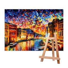 Living Duo DIY簡單名畫油畫繪製組 中型 40*50+中型畫架, A-024河邊慶典