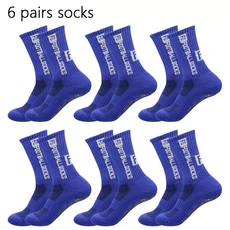 쿠쿠스토어 4/5/ 쌍 축구 양말 남녀 공 미끄럼 방지 통기성 스포츠 두꺼운 타월 바닥 트레이닝 요가, 01 38-45, 08  Pairs Blue