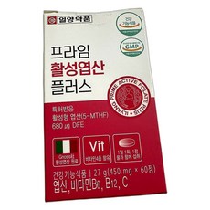 비타민 B9 함유 엽산 영양제 2개월분 정제 건강 증진 영양 보충제 60정 1개
