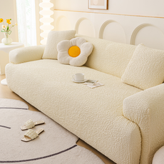 밝은실내 사계절 초두께 중량 쇼파커버 고탄력 스판 전방위 소포 시어서커면 소파커버, 1개, 베이지색