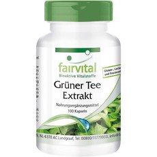 Fairvital 녹차 추출물 카페인 폴리페놀 EGCG 함유 비건 100캡슐, 3, 100정