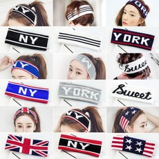 페브릭 헤어밴드 니트 에어로빅 댄스 스포츠 힙합 반다나 필라테스 스피닝 2203_EA, 15.영국(유니언잭)