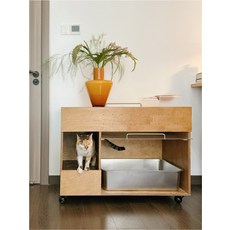 고양이 변기 모래 방지 대형 고양이용 변기 보관 캐비닛 통합 고양이 용품 보관, 1개, 상세페이지 참고