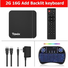 타닉스 W2 스마트 TV 박스 안드 11 Am S905W2 4G 32G 64G BT TV박, 영국 플러그, 2G 16G Add keyboard