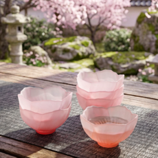 집앤조이 벚꽃 유리잔 [4P/무광 벚핑크] - 우아한 찻잔 예쁜 술잔 소주잔 복분자 잔, 1개, 벚꽃핑크(4P)