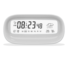 콜콜러브 알람시계 디지털 알람시계 무소음 스누즈 기능 온습도 감지 테이블용 시계 타이머 기능, 흰색