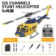 RC헬기 비행기 전투기 드론 무선 조정 카 자동차 오프로드 드리프트 포크레인 C032 Huey UH1 헬리콥터 6 채, 03 Yellow-RTF-1B