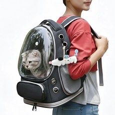 퍼피허그 Bubble 투명 우주선 강아지 백팩 산책가방 이동 가방 고양이 애견 기내용 컨넬 배낭, 1개, 그레이