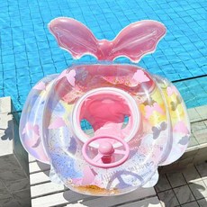 튜브 유니콘 플라맹고 대형 휴대용 수영장 바닷가 스위밍 링, 1개, 핸들 앉는 링 인어 허니 피치 핑크 0-6세