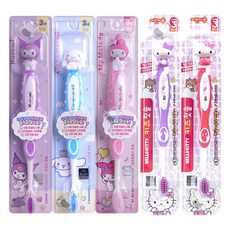 산리오 피규어 어린이 칫솔 3종 + 헬로키티 3단계 피규어 칫솔 2개, 1세트, 5개입, 산리오3종+헬로키티3단계