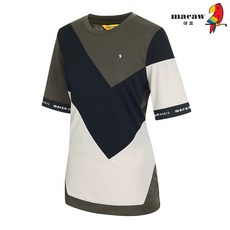 마코 (여성)캐주얼한 배색 라운드 반팔 티셔츠_MMW2TR05