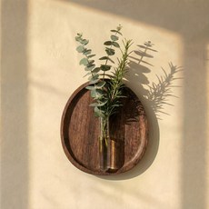 모더너스 무타공 벽걸이화분 인테리어 엔틱 원목 오브제 화병, 흑단목