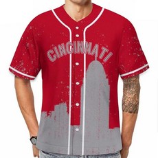 JH3DBF 야구 시티 저지 스포츠 팬 셔츠 팬 의류 남성용 선물 프린트 S-2XL Bl-red S