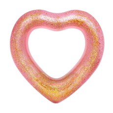 SUNNYWATER 可愛造型充氣泳圈, M愛心中空款(粉紅金珍珠)85cm