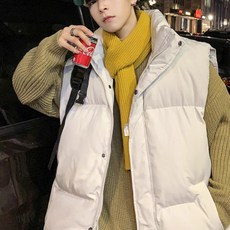 투니스 남성 심플 단색 코튼 패딩 조끼