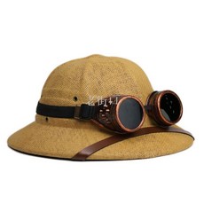 老街口護目鏡蒸汽朋克探險家安全木髓盔遮陽中山越南馬術考克禮草帽, 白色,帽圍56-61cm適合一般, 1個