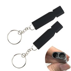 【WIDE VIEW】雙管野外求生哨2入組(逃生哨 口哨 防狼口哨 哨子 雙管口哨 高音哨/ST-SW01), 黑色x2, 1個