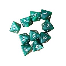 10Pcs 대리석 패턴 8면 아크릴 주사위 다면체 주사위 읽기 쉬운 숫자, Green, 10개