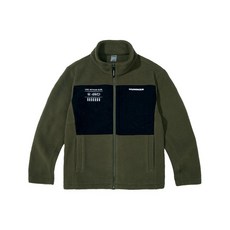 험머 H2 남성 그래픽 로고 보아 플리스 본딩 집업 자켓 카키