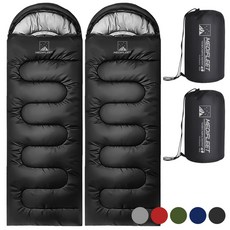 메디플릿 사계절용 머미형 경량 캠핑 침낭 + 수납가방, 2개, 스모키 블랙 (1800g)