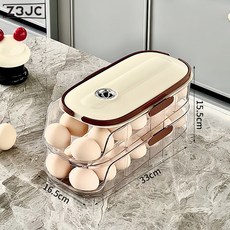 Z3JC 雞蛋收納盒側門儲物整理冰箱專用食品級滾動裝放滾蛋神器保鮮架託, 1個, 雙排款-雙層【手提設計 計時保鮮】:如圖