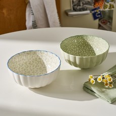 모던하우스 L 꽃그림 면기 2종 세트, 혼합색상, 1세트