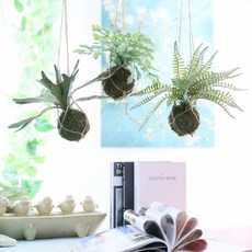 고사리 조화 넝쿨 인조 행잉 식물 화분, E, 1개