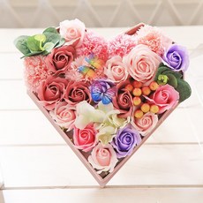 하트 카네이션 플라워박스 핑크 어버이날 생신 꽃선물 hj2*91050eg, 상세 설명 참조, 1개
