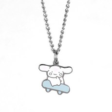 MX KIDS 써지컬스틸 미아방지 목걸이 225K 프렌즈 유아동 키즈 체인 이름 각인 어린이, 1개, X-스케이트 화이트