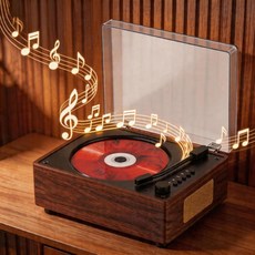가정용 블루투스 53 탑재 휴대용 CD 플레이어 하이파이 듀얼 스테레오 스피커 리모컨 2000Mha 배터리 용 데스크톱 레트로 음악 USB35mm AUXTypeC 지원, Walnut Brown