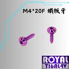 ROYAL 鈦合金螺絲 M4*20F 飛碟頭 鐵板牙螺絲, 1個