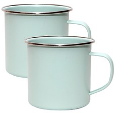 하우스홈 캠핑법랑머그(4Color) 머그컵 2P, 스카이블루16oz (473ml) 2P