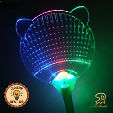 소디망 DIY LED부채 사진부채 이름부채 제작용 투명 응원부채 조명효과 야광 팬미팅 용품 발표회 축하용, 큐티베어, 1개