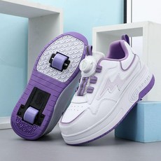 휠리스운동화 바퀴달린신발 충전 롤러스케이트 롤러슈즈, 1개, 08 화이트퍼플 더블 휠
