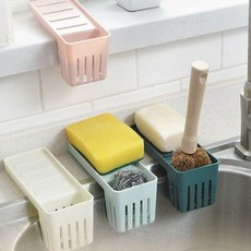 흡착식 거치대 비누 배수랙 플라스틱 스폰지 주방 드레인 청소 용품 수납 스폰지스크 러버, 화이트, 1개