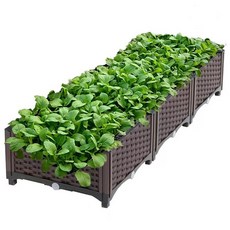 롱샹 조립식 화분 텃밭 실내 야채 재배 상자 배란다 미니텃밭, 1단 3칸 (120x40x22cm), 브라운, 1개