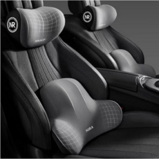 키넬오토 차량용 메모리폼 쿠션세트 목쿠션 요추쿠션, 1세트, 그레이