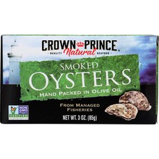 크라운 프린스 내추럴 훈제 굴 순수 올리브 오일 85.05그램 Crown Prince Natural Smoked Oysters in Pure Olive Oil 3 Ounce, 1개
