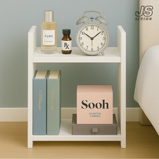 JS리빙 침실 인테리어 화이트 미니 협탁 2단 거실 다용도 정리대 선반 소파 틈새 북선반 침대 사이드 테이블 보조 티테이블 정리 진열대 #심플 @JSLIVING-0A54SDF21A, 1개