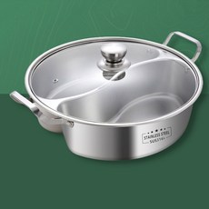 BO雜貨 316不鏽鋼鴛鴦鍋 清湯鍋 家用火鍋 不挑爐具 附鍋蓋, 1個, 34 cm適用6-8人, 不鏽鋼色, 29.5cm