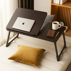 루만 5단 각도조절 접이식 침대 테이블 55 x 32 x 25 cm, 오크