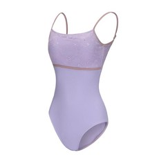 ModLatBal 여성용 캐미솔 발레 댄스 레오타드 성인용 체조 바디수트 조절 가능한 스트랩 포함 베이지/레이스, S, 라벤더/레이스