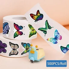 500개롤 귀여운 나비 스티커 노트북 랜드스케이핑 아트 문구류 보관 방수 생활 전화기 기타, 500PCS